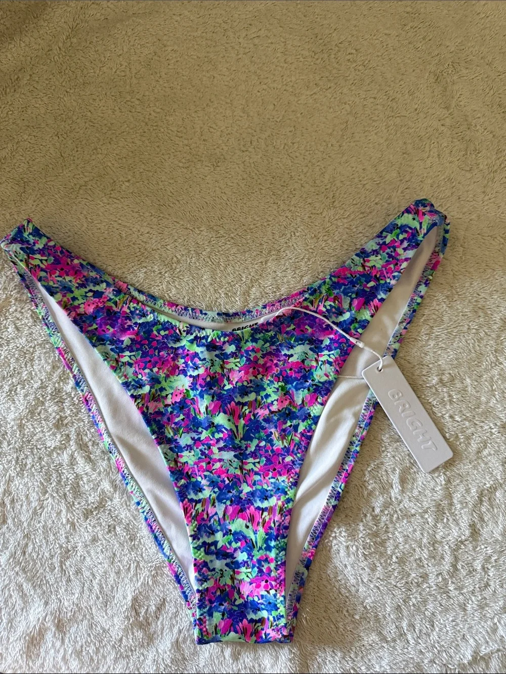 Bright Tex Fabric Capri Bikini Bottom Flashdance  Size Small NWT Swim